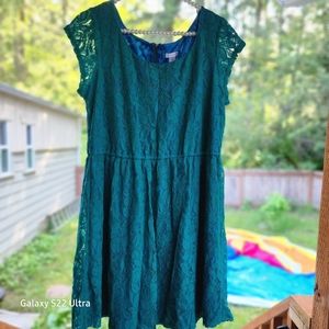 Xhilaration Teal & Blue Lace Mini Dress w/ Zipper in Back